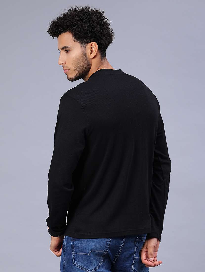 men solid long sleeve regular fit henley neck t-shirt - 21973014 -  Standard Image - 3