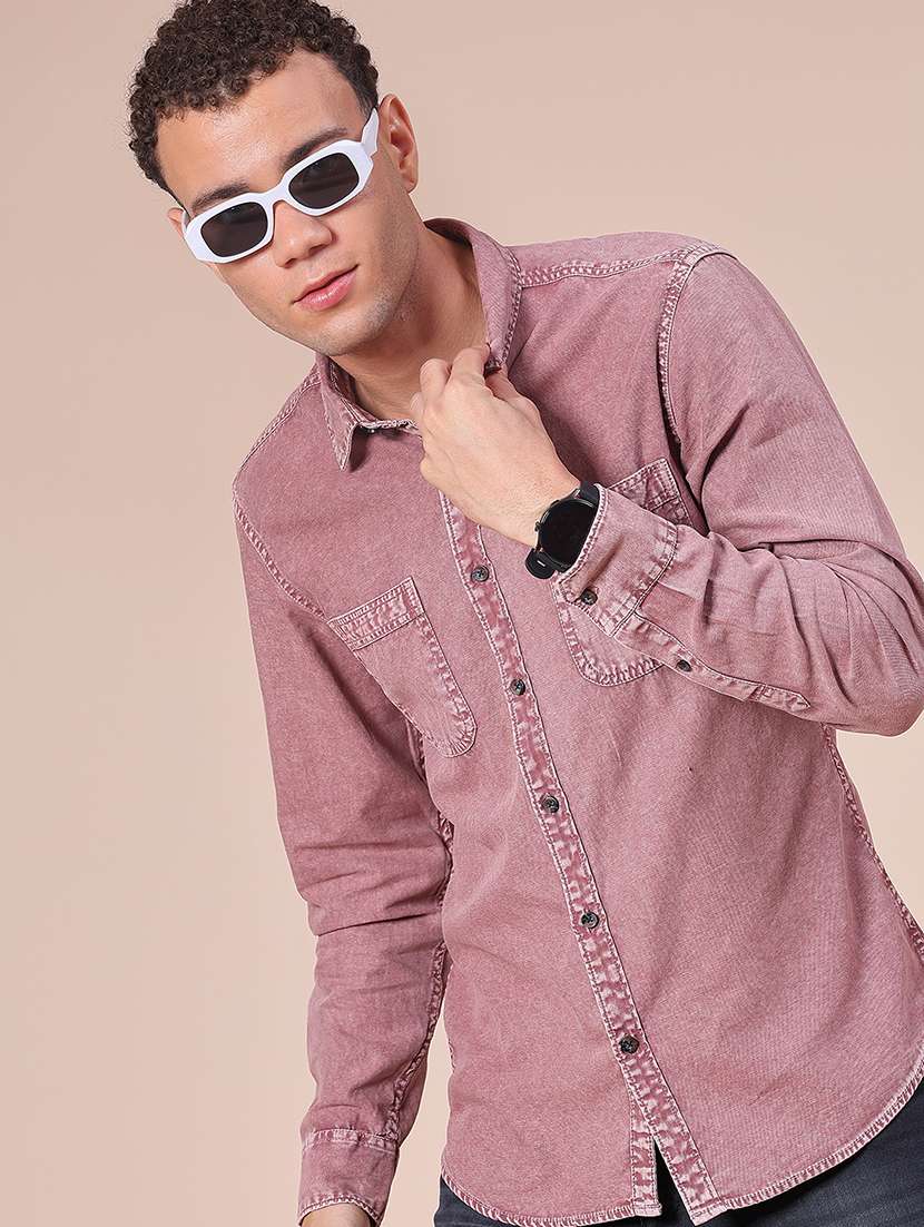 men solid long sleeve regular fit shirt