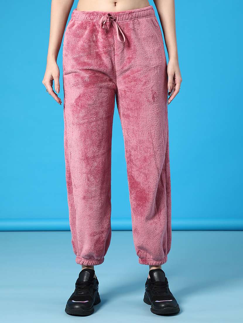 women printed mid rise winter wear jogger