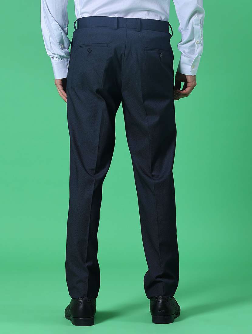 men solid mid rise flat front formal trouser - 21973988 -  Standard Image - 3