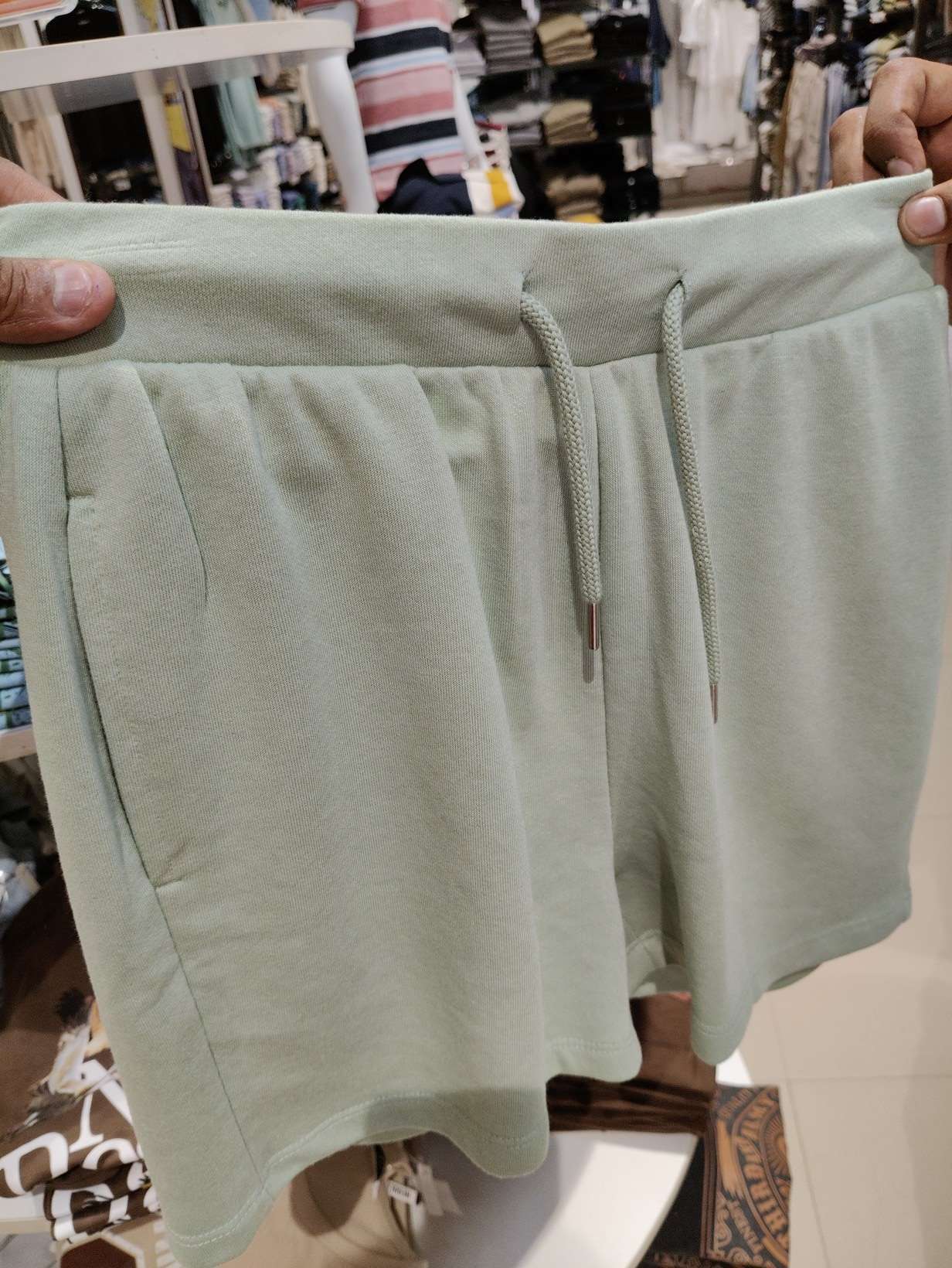 sage green cotton polyester shorts - 21974397 - Zoom Image - 0