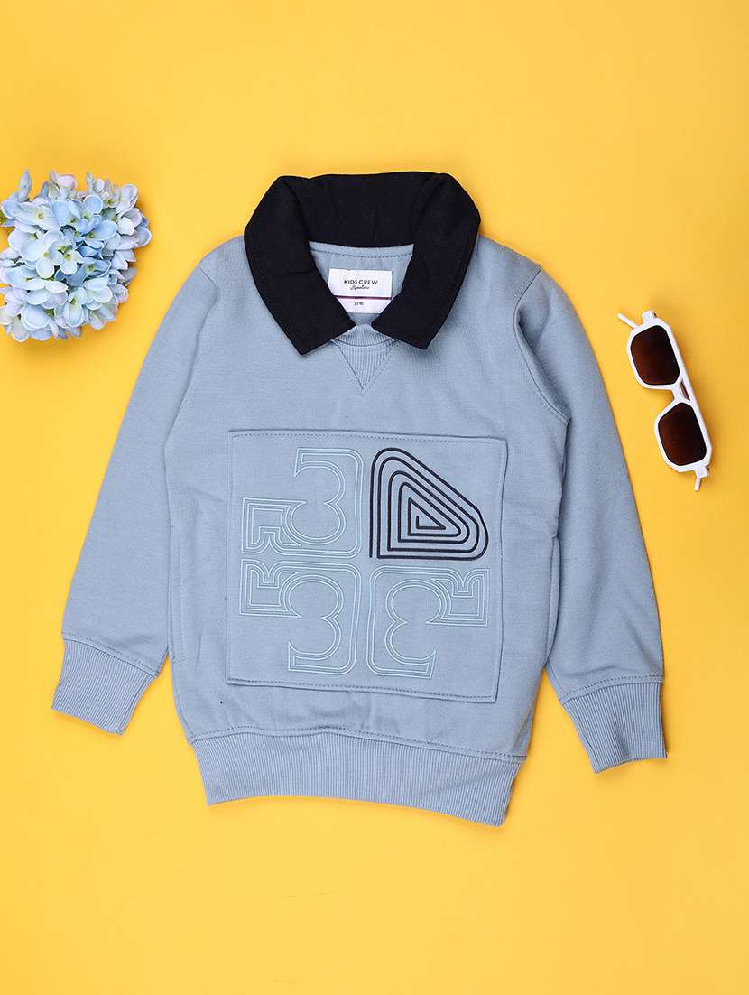 boys printed long sleeve polo neck sweatshirt