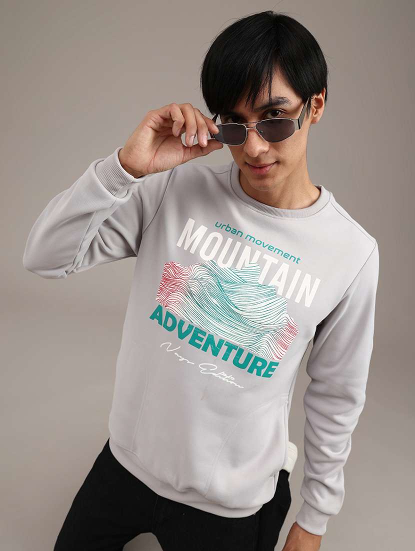 men printed long sleeve regular fit sweatshirt