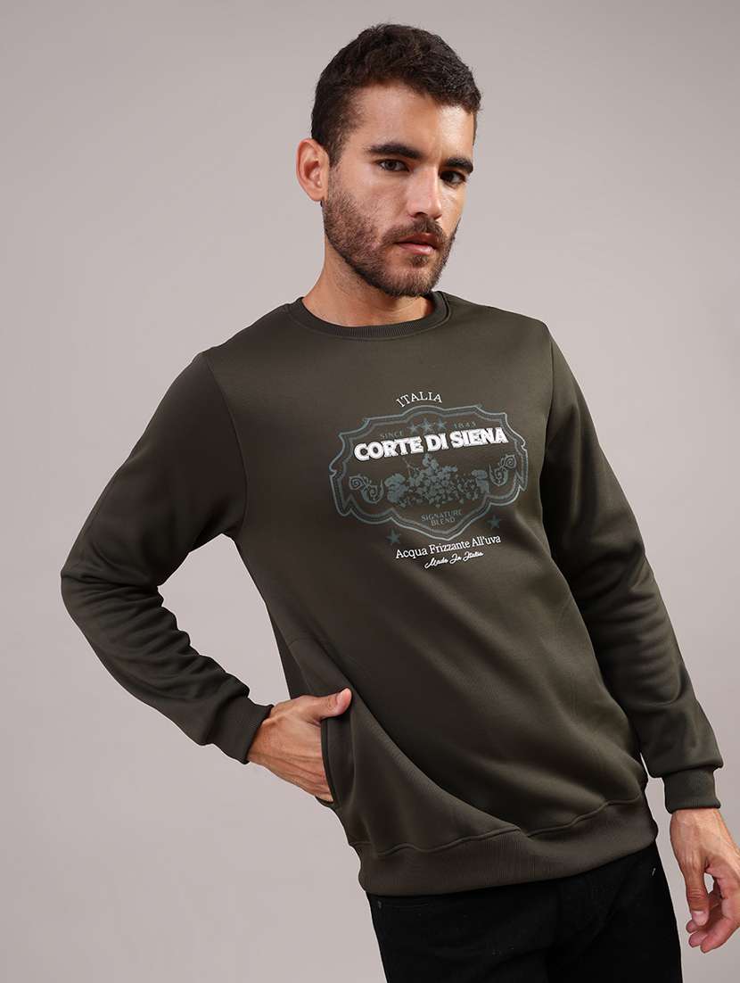 men printed long sleeve regular fit sweatshirt
