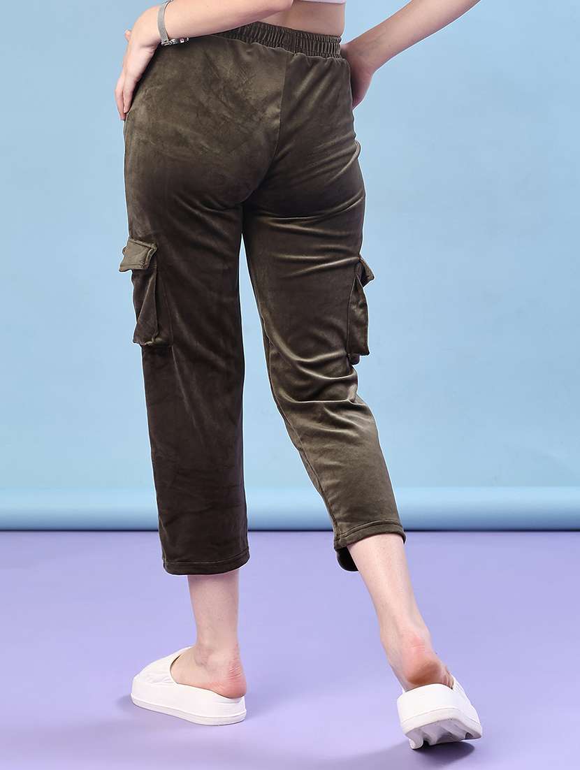 women solid  mid rise cargo - 21974613 -  Standard Image - 3