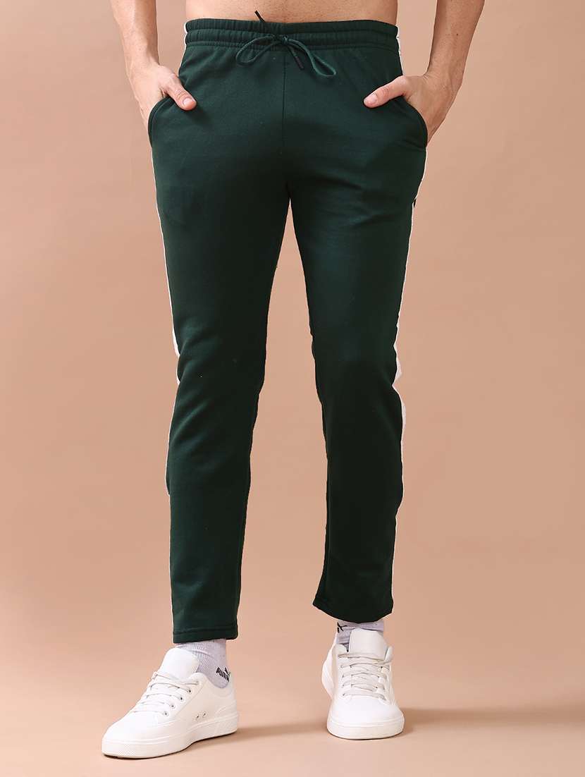 men solid mid rise full length track pant