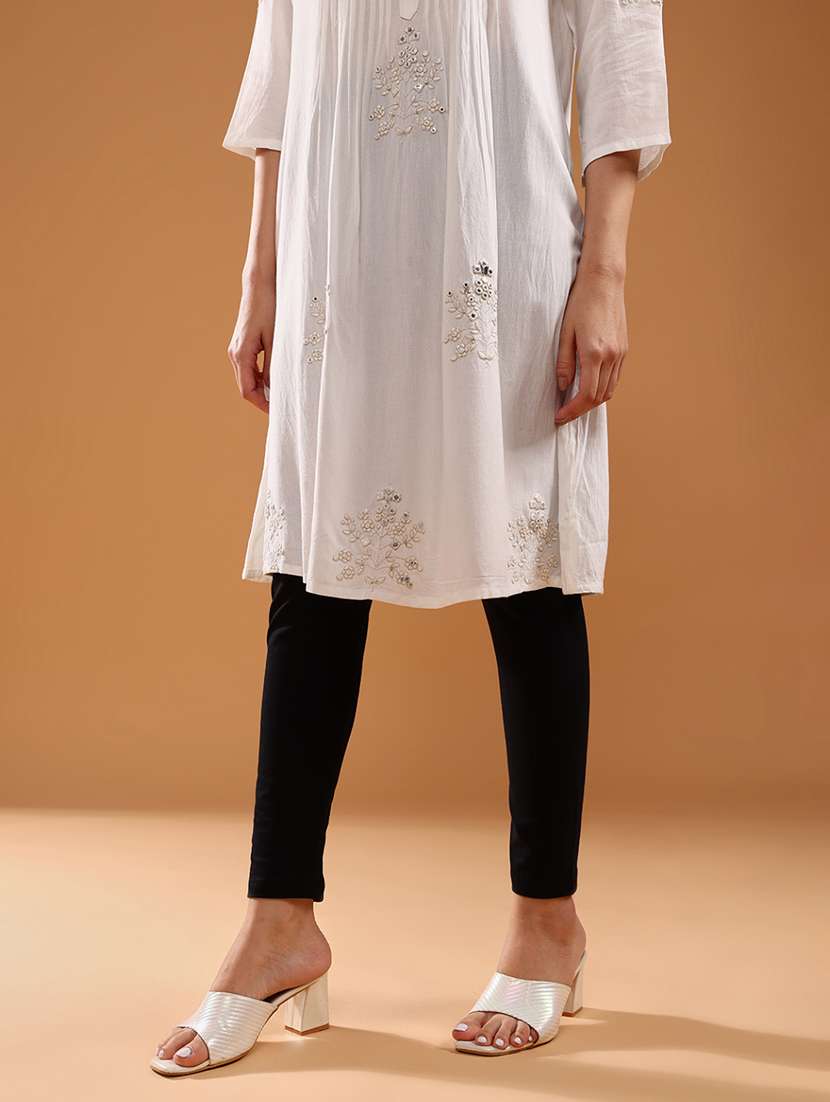 women solid mid rise ankle length leggings