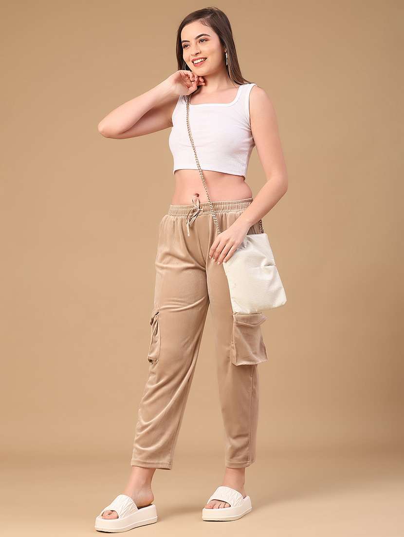 women solid mid rise cargo - 21974721 -  Standard Image - 5