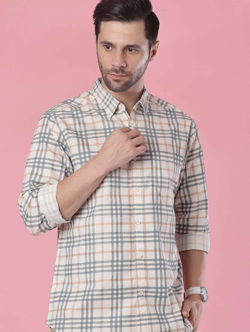 men checkered collared long sleeve shirt