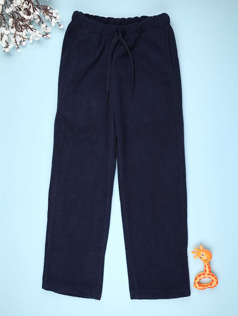 boys solid mid rise winter wear pyjama