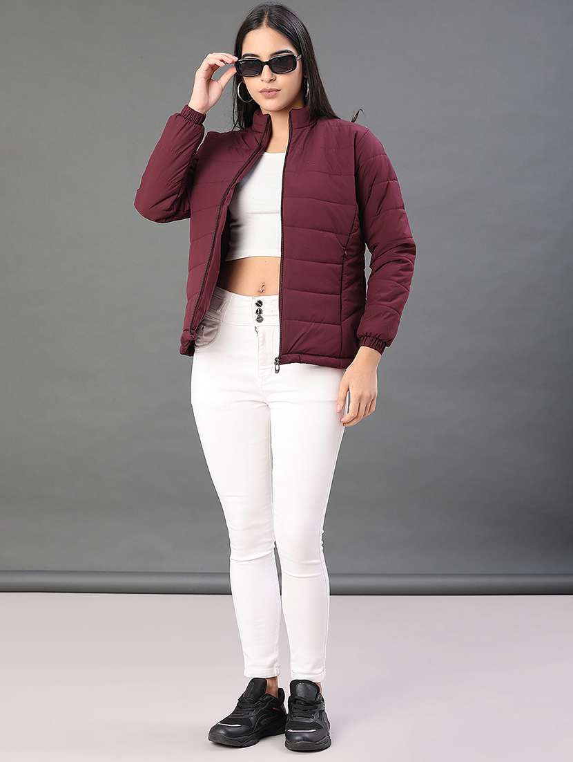 women solid long sleeve quilted jacket - 21974756 -  Standard Image - 5