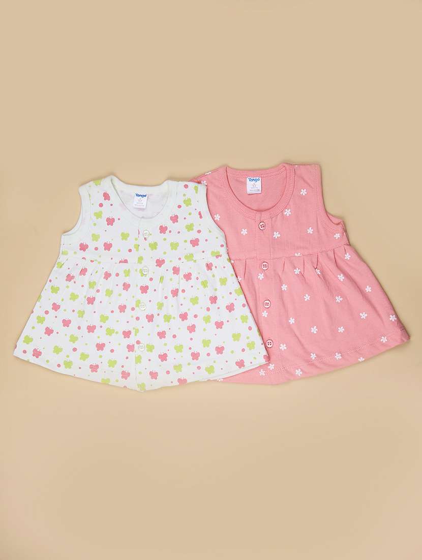 kids pack of 2 printed round neck frock