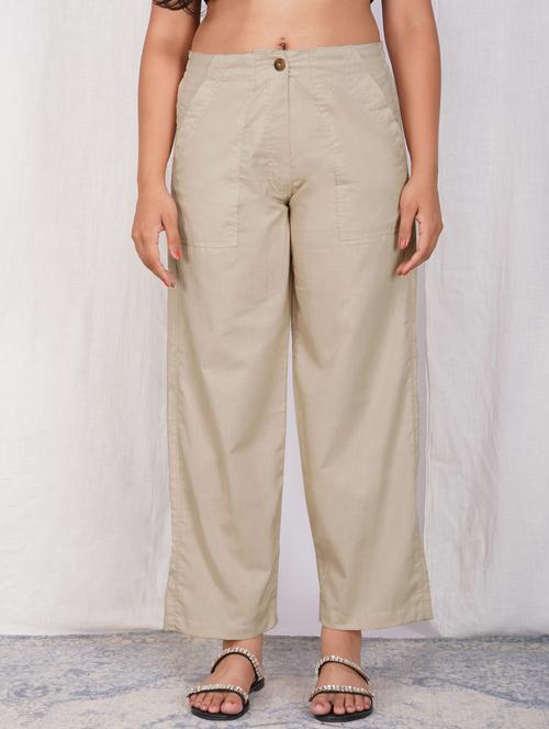 women solid mid rise straight fit trouser - 21974897 -  Standard Image - 0