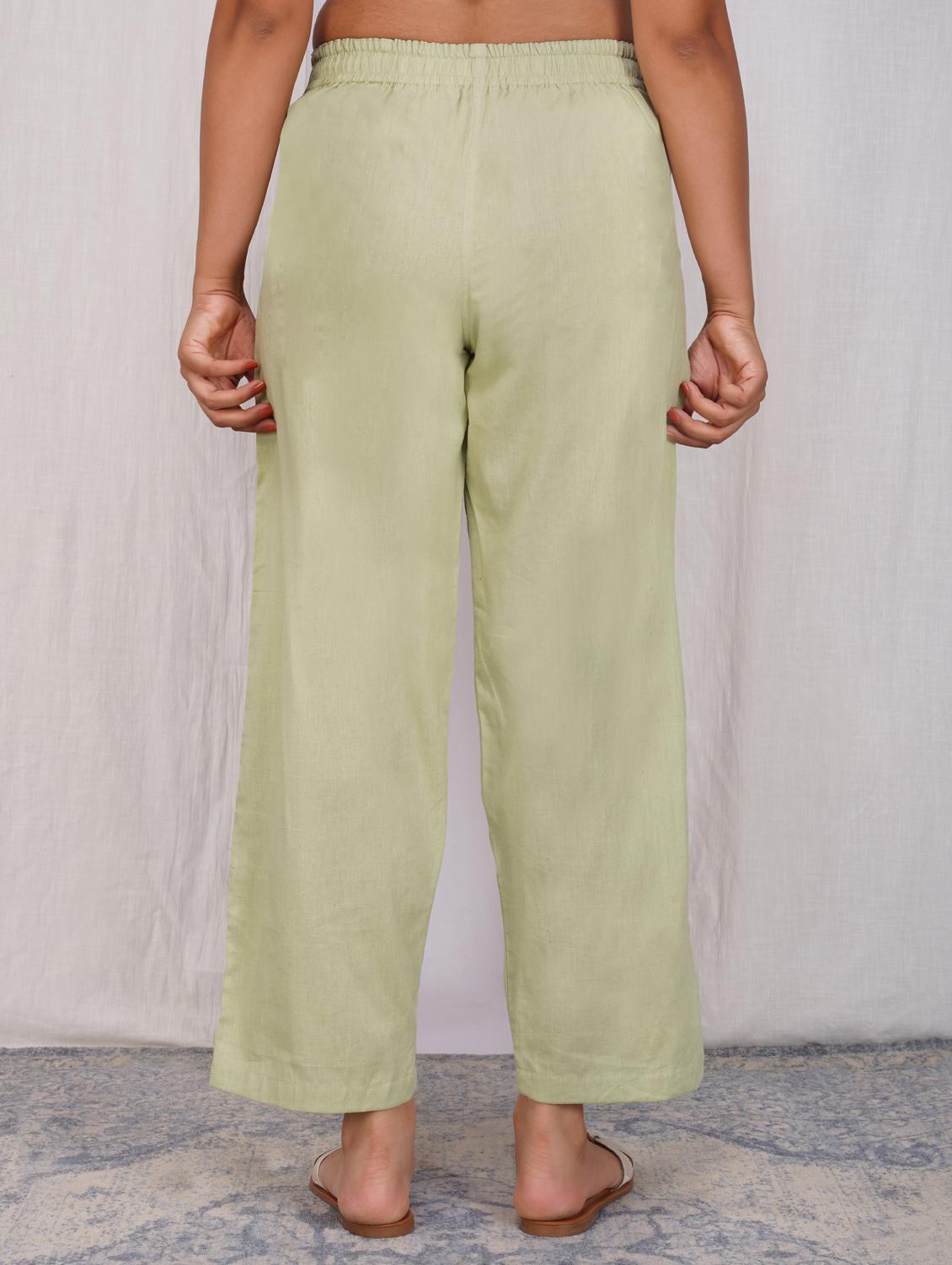 women solid mid rise straight fit trouser - 21974901 - Standard Image - 3