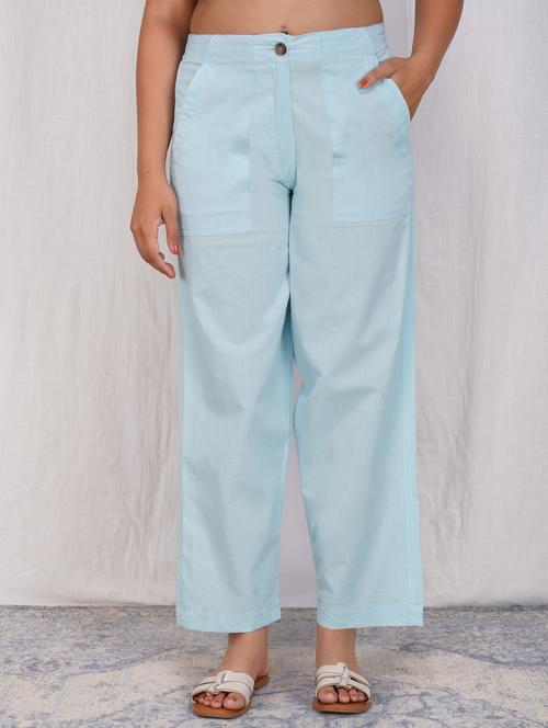 women solid mid rise straight fit trouser - 21974902 - Standard Image - 0