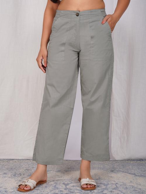 women solid mid rise straight fit trouser - 21974903 -  Standard Image - 0