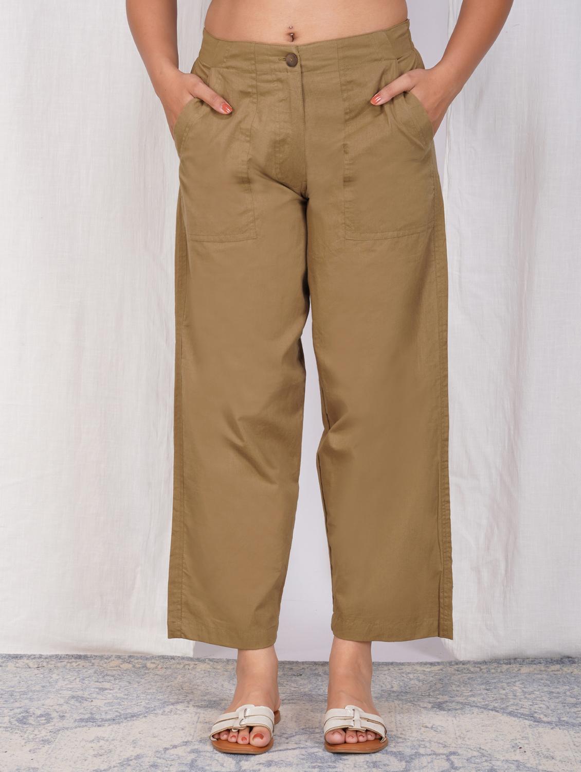 women solid mid rise straight fit trouser - 21974904 - Zoom Image - 0
