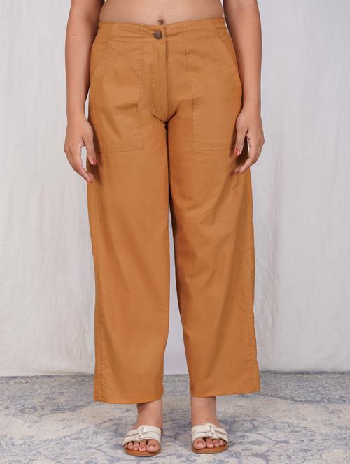 women solid mid rise straight fit trouser - 21974905 - Standard Image - 0