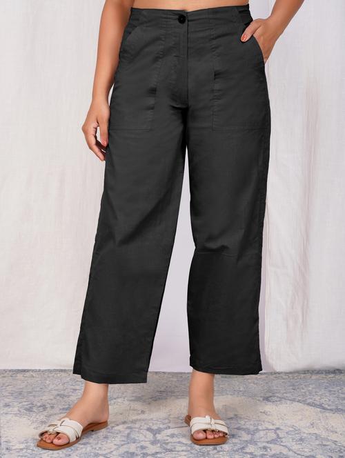 women solid mid rise straight fit trouser - 21974906 -  Standard Image - 0