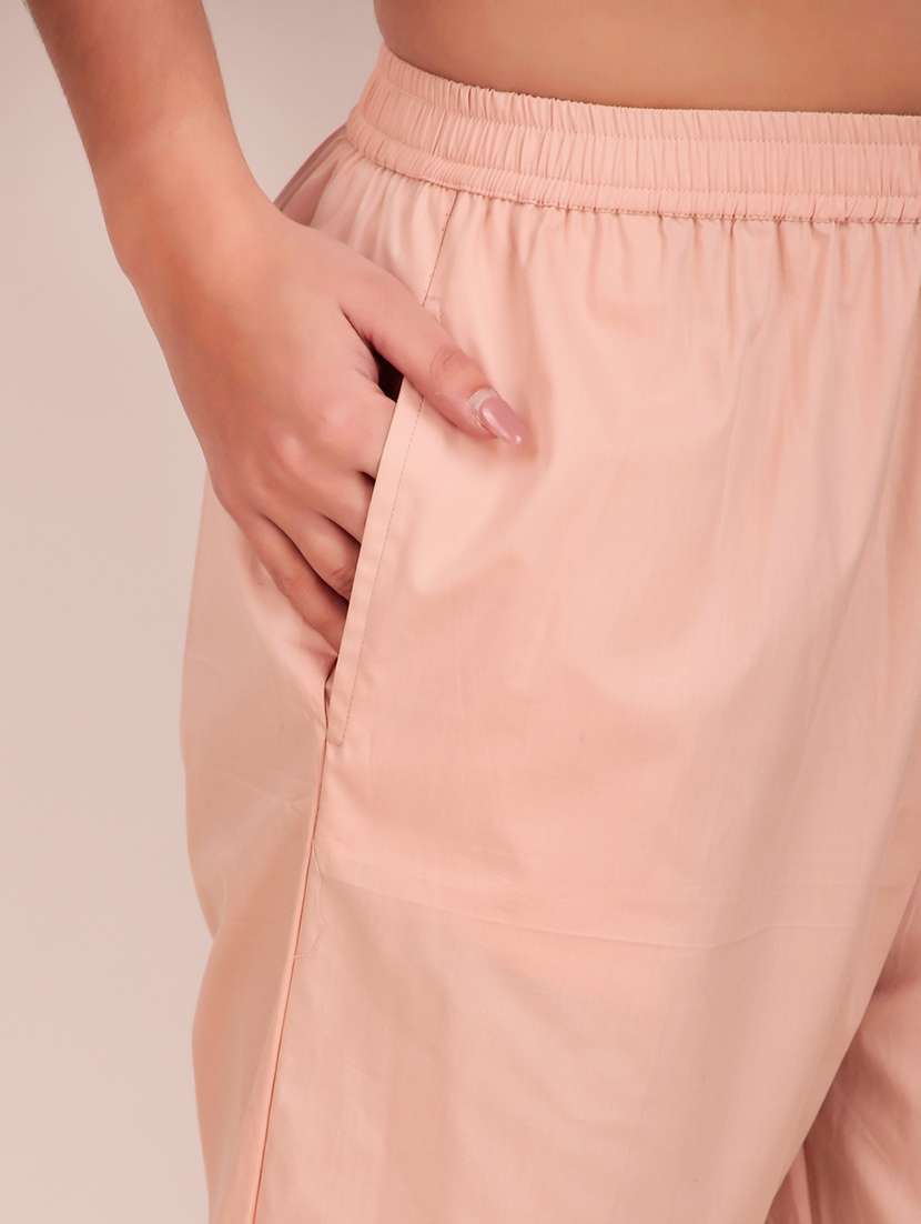 women solid mid rise ankle length tapered pant - 21974982 -  Standard Image - 5