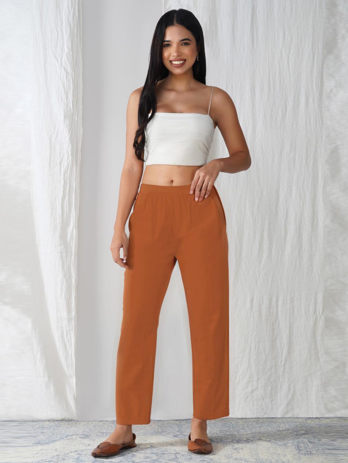 women solid mid rise ankle length tapered pant - 21975008 - Standard Image - 3