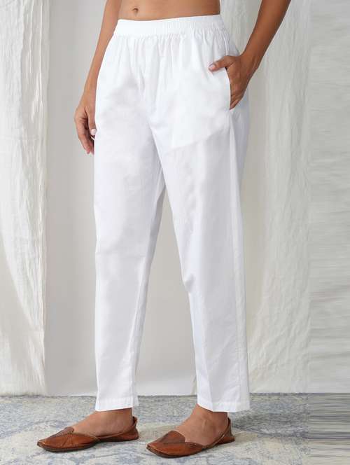 women solid mid rise ankle length tapered pant - 21975031 -  Standard Image - 0