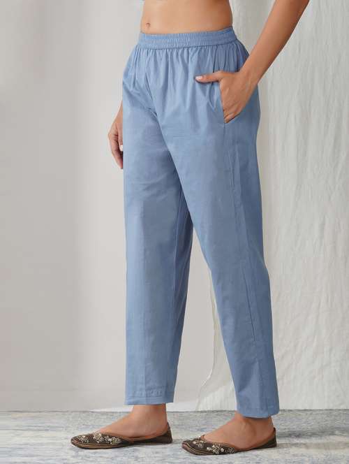 women solid mid rise ankle length tapered pant - 21975039 -  Standard Image - 0