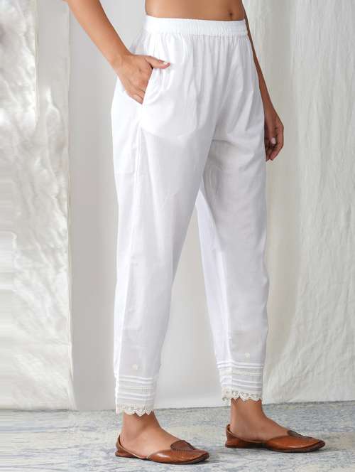 women solid mid rise ankle length tapered pant - 21975053 - Standard Image - 0