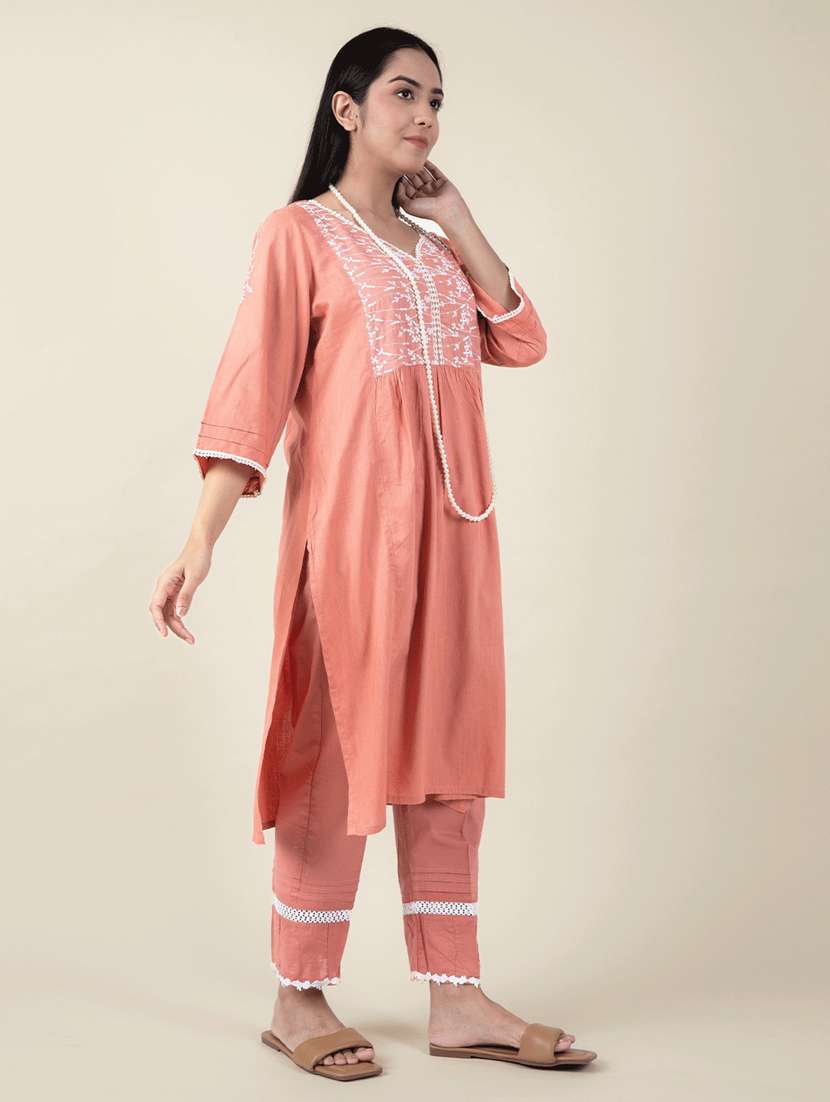 women three quarter sleeve kurta pant with dupatta set - 21975054 - Standard Image - 3