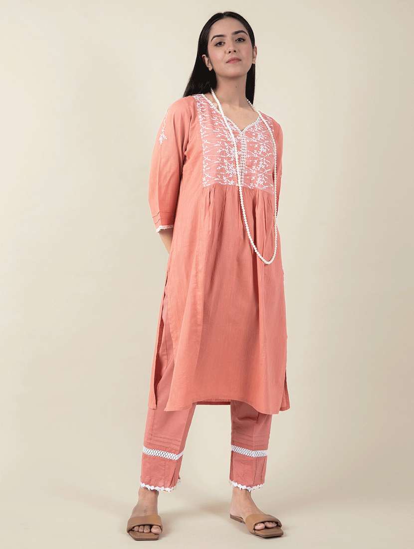 women three quarter sleeve kurta pant with dupatta set - 21975054 - Standard Image - 5