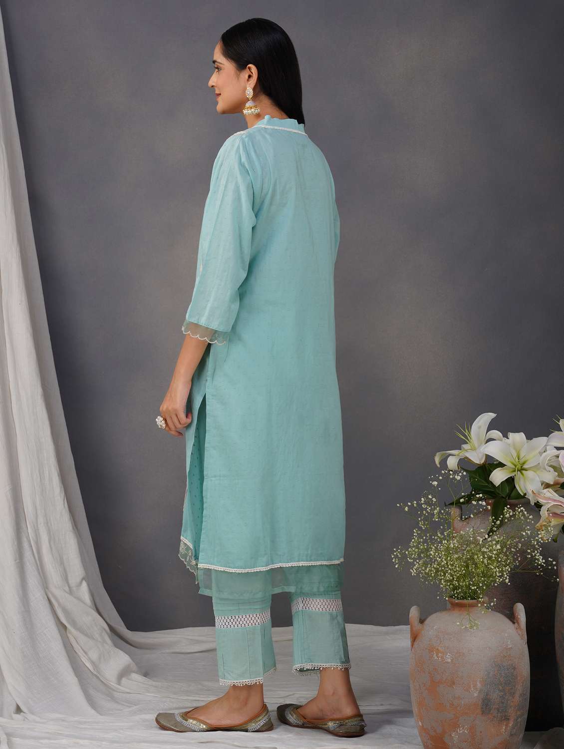 women three quarter sleeve kurta pant with dupatta set - 21975058 - Standard Image - 5