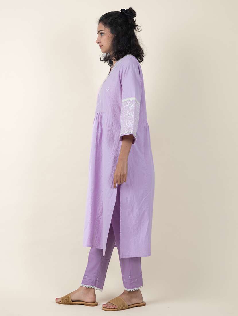 women three quarter sleeve kurta pant with dupatta set - 21975061 - Standard Image - 5