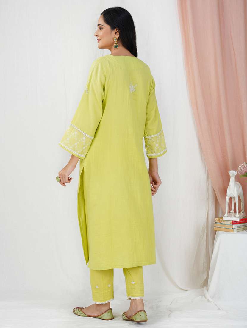 women three quarter sleeve kurta pant with dupatta set - 21975062 - Standard Image - 5