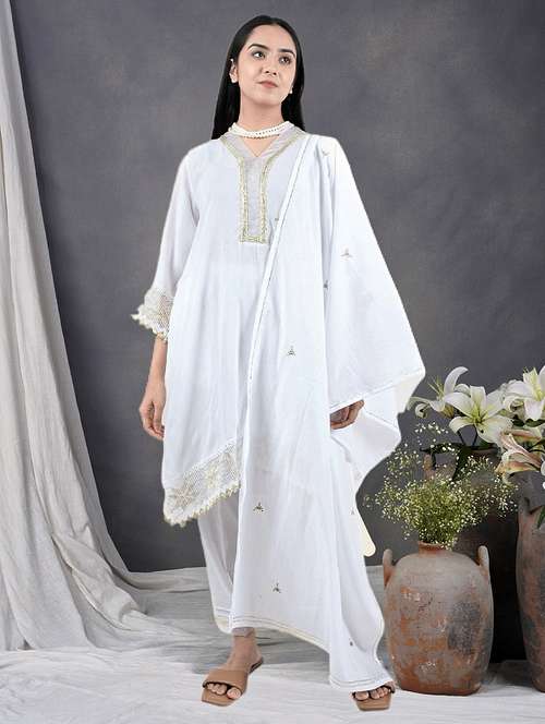 women three quarter sleeve kurta pant with dupatta set - 21975063 -  Standard Image - 0