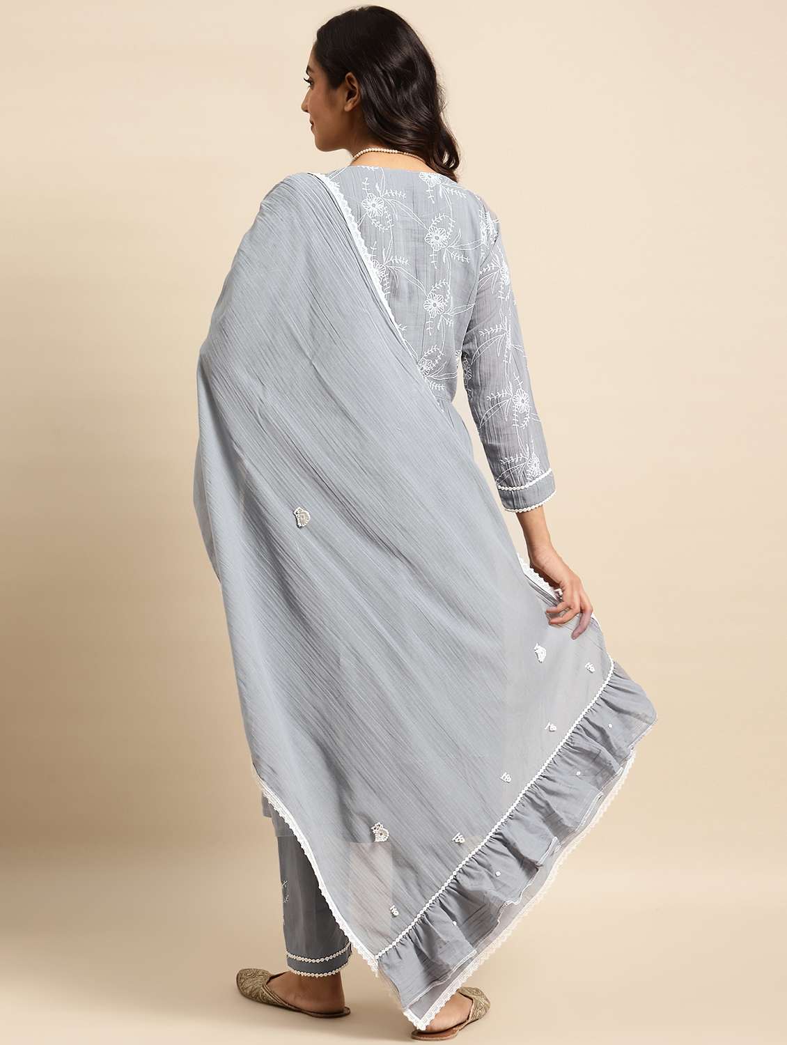 women three quarter sleeve kurta pant with dupatta set - 21975118 -  Standard Image - 3