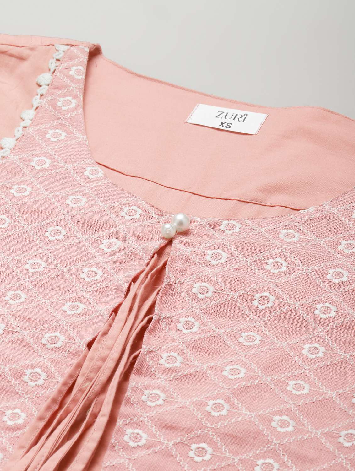 women solid with work three quarter sleeve kurta pant set - 21975120 -  Standard Image - 5