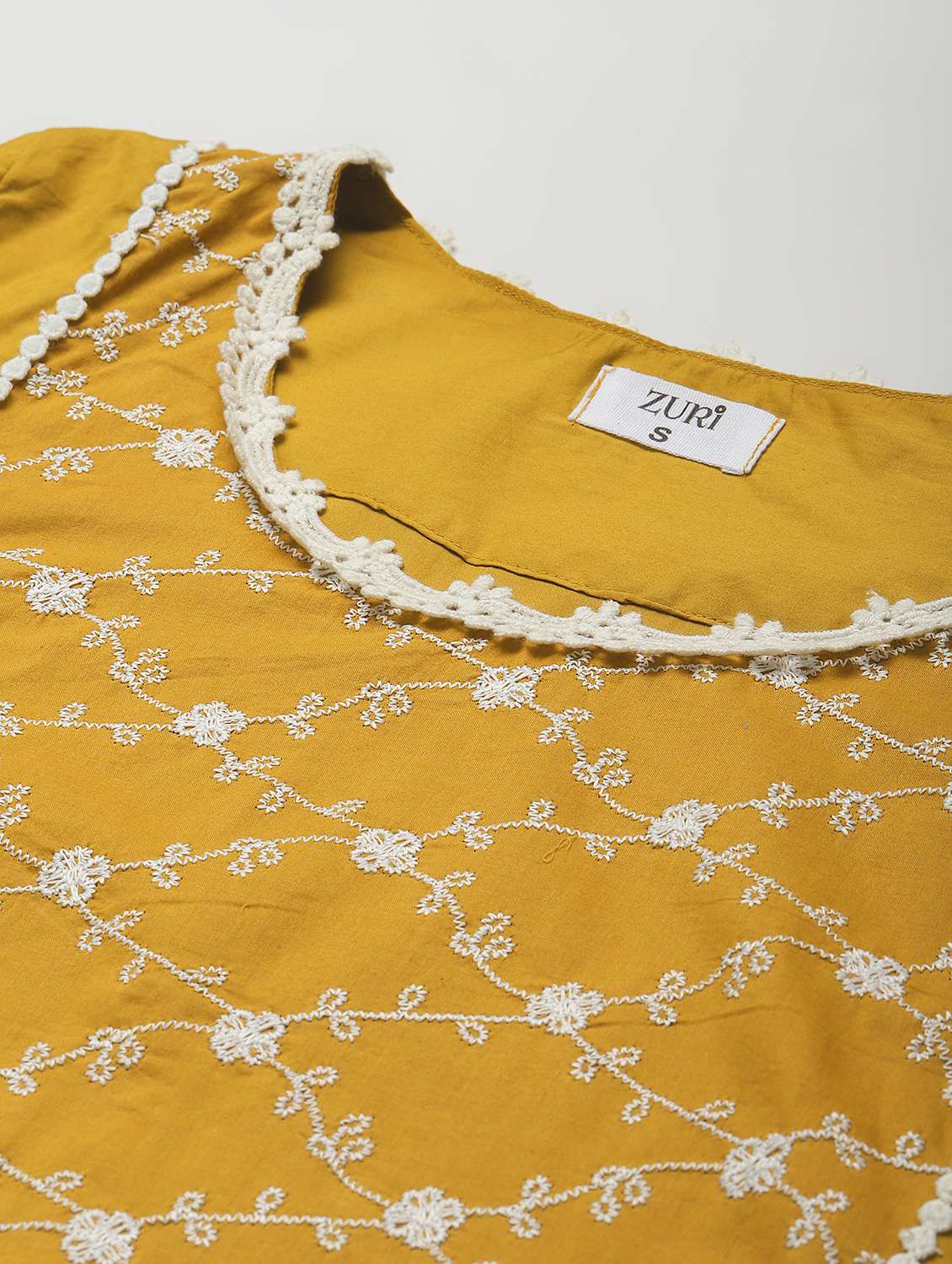 women solid with work three quarter sleeve kurta pant with dupatta set - 21975122 -  Standard Image - 5