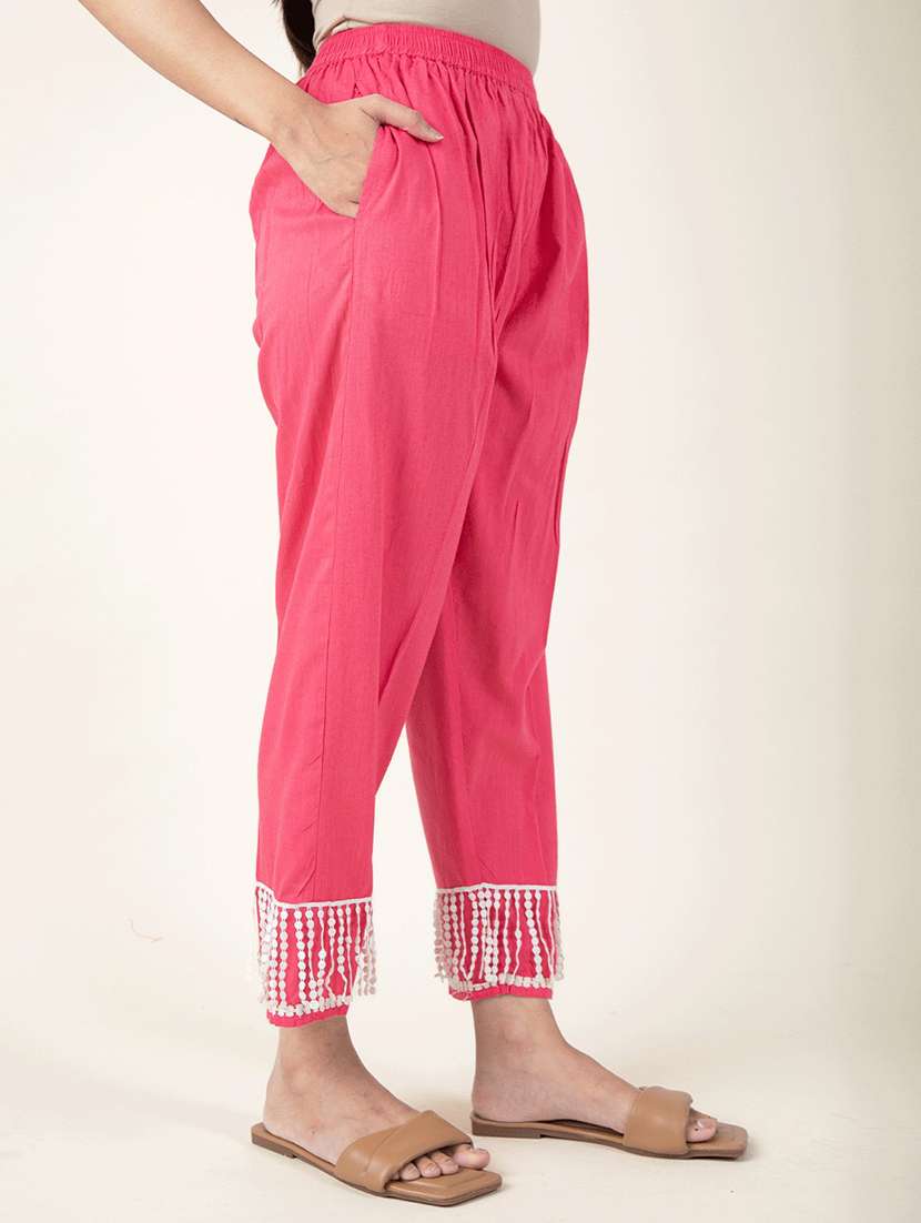women solid with work three quarter sleeve kurta pant set - 21975124 - Standard Image - 5