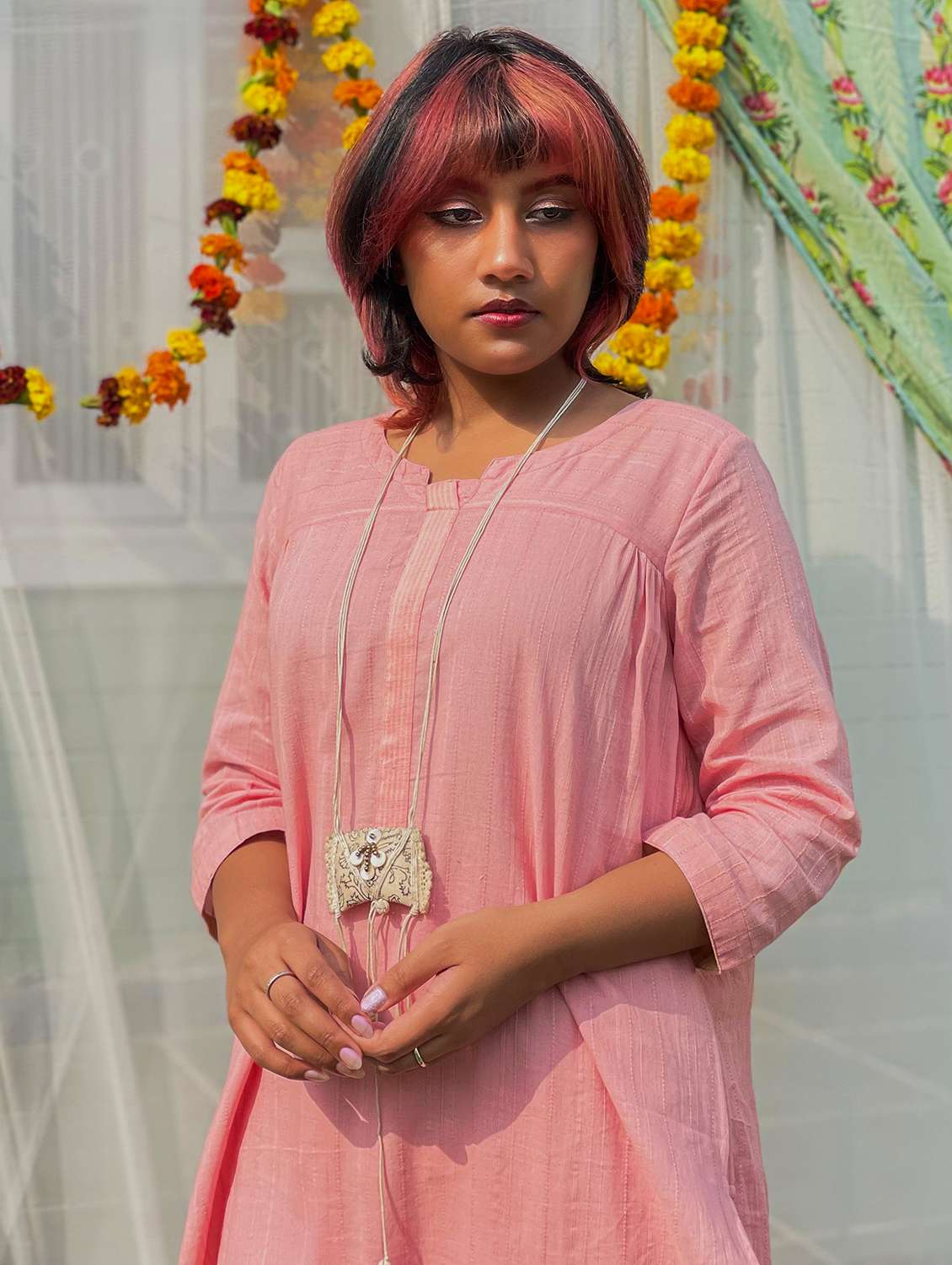 women self design three quarter sleeve kurta pant set - 21975144 -  Standard Image - 5