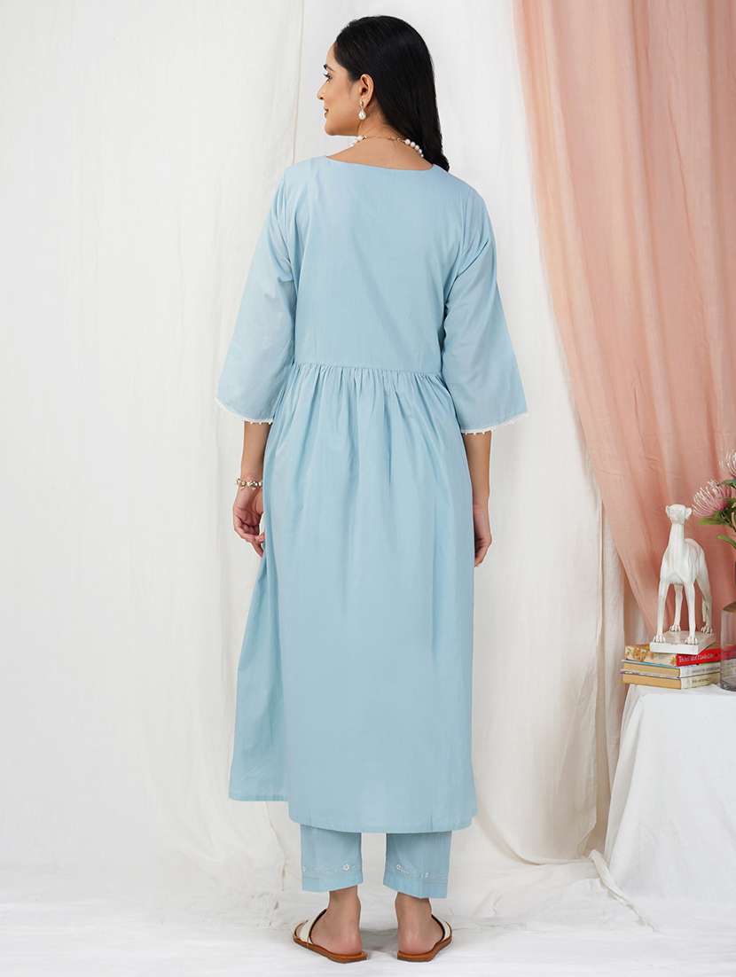 women three quarter sleeve kurta pant with dupatta set - 21975148 -  Standard Image - 3