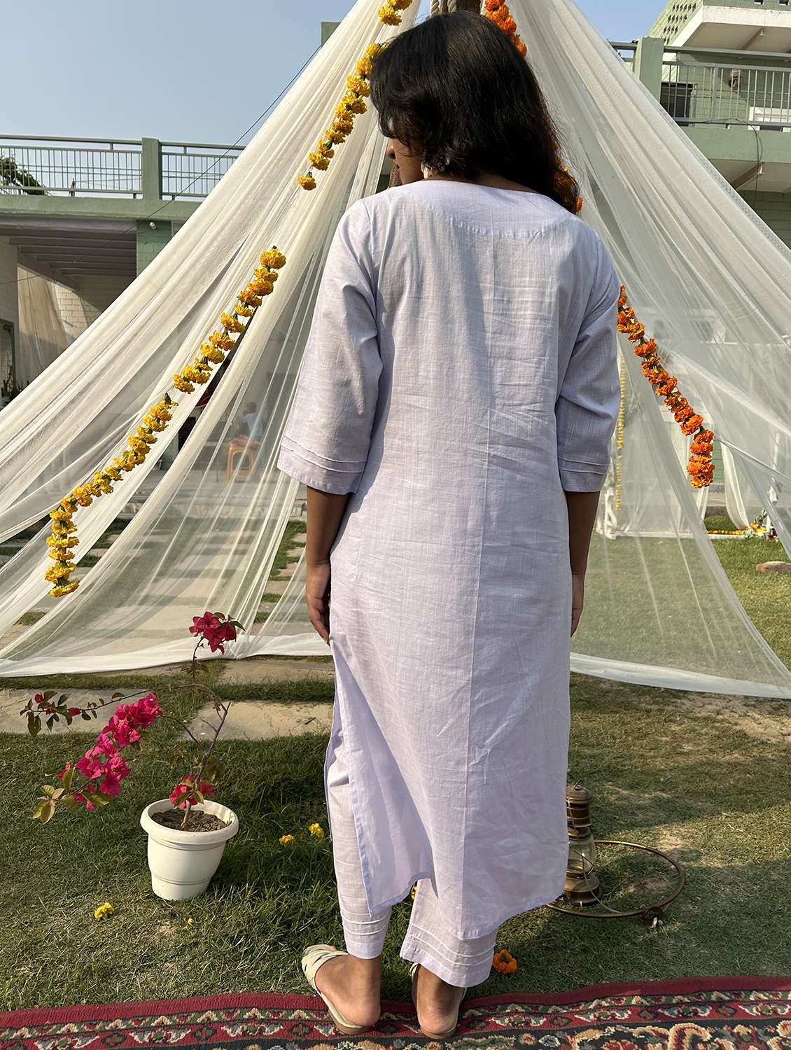 women three quarter sleeve kurta pant with dupatta set - 21975152 -  Standard Image - 3