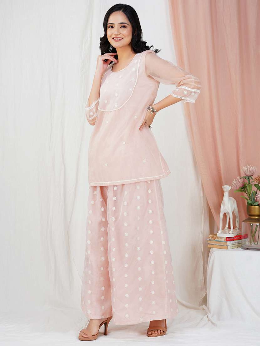 women three quarter sleeve kurta palazzo with dupatta set - 21975154 -  Standard Image - 3