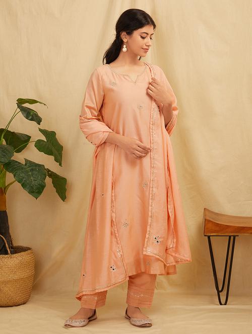 women three quarter sleeve kurta pant with dupatta set - 21975156 -  Standard Image - 0
