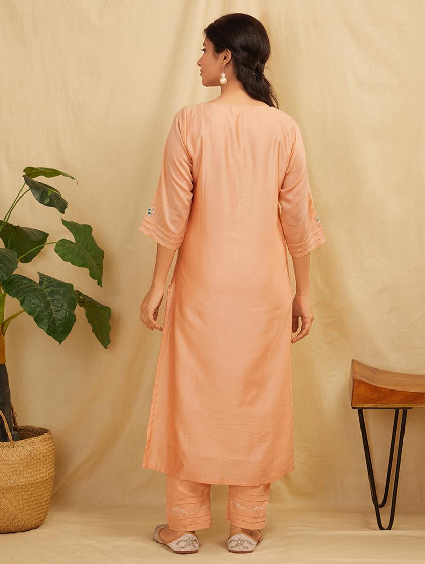 women three quarter sleeve kurta pant with dupatta set - 21975156 - Standard Image - 3