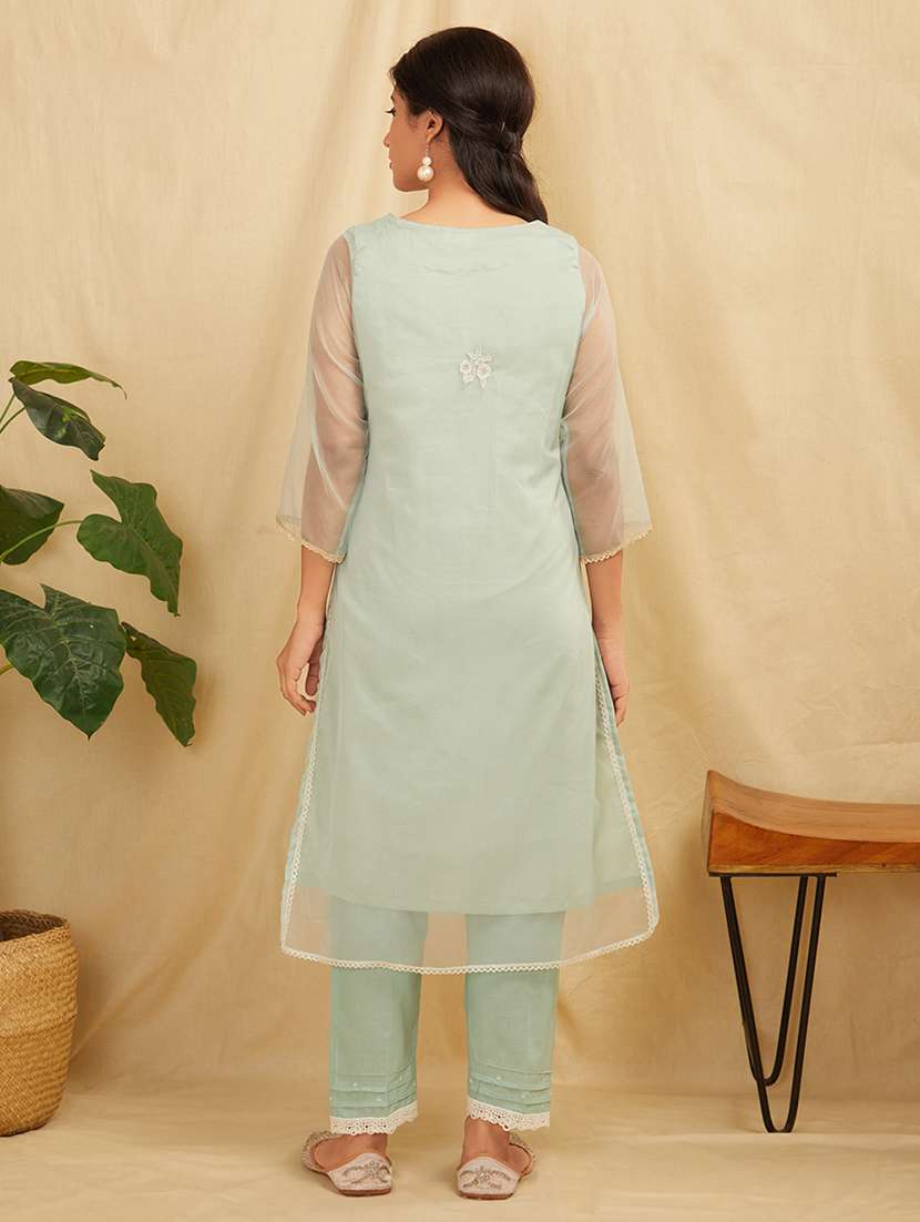 women three quarter sleeve kurta pant with dupatta set - 21975158 -  Standard Image - 3