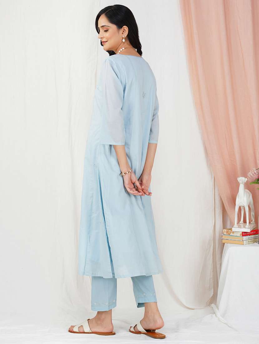 women three quarter sleeve kurta pant with dupatta set - 21975159 -  Standard Image - 3