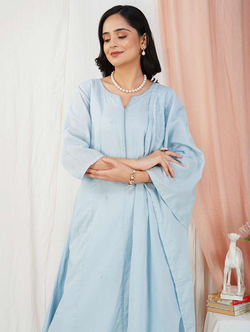 women three quarter sleeve kurta pant with dupatta set - 21975159 -  Standard Image - 5