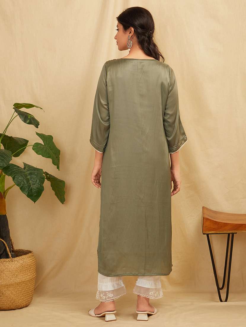 women three quarter sleeve kurta pant with dupatta set - 21975168 -  Standard Image - 3