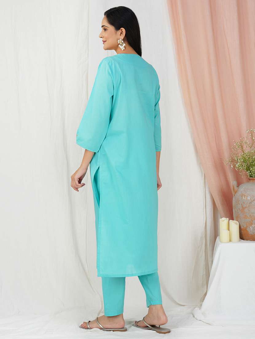 women three quarter sleeve kurta pant with dupatta set - 21975170 - Standard Image - 3