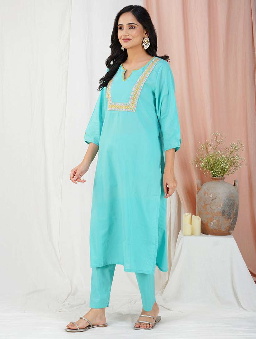 women three quarter sleeve kurta pant with dupatta set - 21975170 - Standard Image - 5